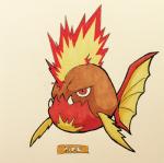2017 alternate_color ambiguous_gender angry brown_body carvanha countershade_torso countershading english_text fakemon fangs feral fin fire firefightdex fish front_view frown full-length_portrait generation_3_pokemon half-closed_eyes hi_res marco_fanjul marine marker_(artwork) markings mixed_media multicolored_body narrowed_eyes nintendo nude pen_(artwork) pokemon pokemon_(species) portrait red_body red_countershading red_eyes red_tail shadow simple_background solo tail tail_fin teeth text toony traditional_media_(artwork) two_tone_tail white_background yellow_body yellow_markings yellow_tail