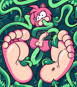 5_toes anal anal_penetration anthro balls big_cheeks big_penis black_nose bound butt detailed_background ear_penetration eyelashes feet foot_focus forced genitals gynomorph intersex looking_at_viewer nude nude_gynomorph oral oral_penetration penetration penis pink_body plant questionable_consent rape sex shocked solo tentacle_sex tentacles tickling toes urethral urethral_bulge urethral_penetration vines wrapped_arms smokey_the_menish sega sonic_the_hedgehog_(series) amy_rose eulipotyphlan european_hedgehog hedgehog mammal absurd_res hi_res