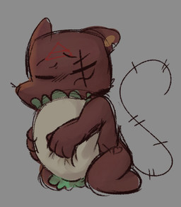 anthro brown_body grinding heart_tattoo male masturbation nude_male pillow pillow_humping scar solo tattoo rabiesram cult_of_the_lamb massive_monster_(studio) ratau_(cult_of_the_lamb) mammal murid murine rat rodent