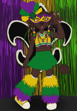anthro beaded_hair braided_hair brown_body brown_fur clothing crop_top curly_hair female fleur-de-lis fur hair holidays loli mask masquerade_mask midriff multi_nipple nipple_slip nipples shirt solo topwear young breadbitch420 carnival_(holiday) mardi_gras phoebe_(breadbitch420) canid canine canis domestic_dog mammal poodle hi_res