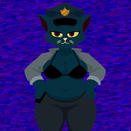 anthro big_butt bottomwear bra butt clothing female hands_on_hips jacket pants police police_hat red_eyes solo topwear underwear anxietyfilledfluf night_in_the_woods aunt_molly_(nitw) 1:1
