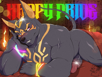chest_tattoo circumcised erection genitals glans gold_(metal) grey_body heterochromia lgbt_pride male muscular muscular_male nude penis solo tail tattoo text vascular vein veiny_penis egyptian_mythology lgbt_pride_month middle_eastern_mythology mythology xxl_woofia anuberus_(xxl_woofia) anubis animal_humanoid anubian_jackal canid canid_humanoid canine canine_humanoid canis deity dog_humanoid humanoid jackal mammal mammal_humanoid english_text hi_res