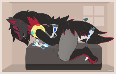 anthro anthro_on_anthro biped blush border brown_border butt claws duo eyes_closed feet female fingers fur hair inside lying nude nude_anthro nude_female on_back open_mouth teeth toes tongue conditional_dnp pikajota nintendo pokemon generation_5_pokemon generation_8_pokemon hisuian_form hisuian_zoroark pokemon_(species) regional_form_(pokemon) zoroark 2026 digital_drawing_(artwork) digital_media_(artwork) hi_res