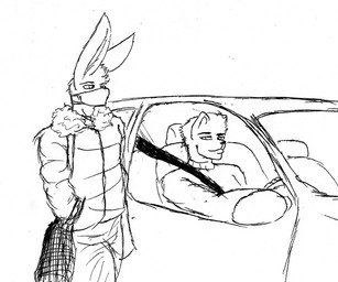 albino anthro bag british car clothing cold driving duo england inside_car inside_vehicle jacket male male/male motor_vehicle shopping topwear vehicle caesarmeow bernard_berrisford frederick_lopez bear brown_bear grizzly_bear lagomorph leporid mammal rabbit ursine hi_res monochrome