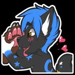 ambiguous_gender anthro blush duo feet foot_fetish foot_play foot_sniffing heart_symbol pawpads paws sniffing telegram_sticker yuniwolfsky vingant canid canine canis mammal wolf 1:1 alpha_channel