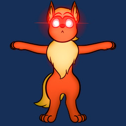 emote female laser laser_eyes looking_at_viewer t-pose albinoraynedeer nintendo pokemon fan_character flarita eeveelution flareon generation_1_pokemon pokemon_(species) 1:1
