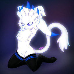 antennae_(anatomy) anthro bed_eyes clothed clothing floppy_ears fluffy fluffy_chest footwear fur glowing glowing_body glowing_eyes hands_behind_head hooves kneeling legwear looking_at_viewer male nude presenting simple_background socks solo tail text thigh_highs white_body white_fur conditional_dnp solnaux microsoft ori_(series) xbox_game_studios somi_(somifficial) guardian_spirit 1:1 absurd_res artist_name digital_media_(artwork) hi_res sketch