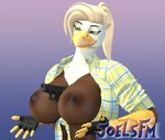 anthro areola big_breasts breasts clothed clothing exposed_breasts female green_eyes gun hair handgun nipples object_between_breasts partially_clothed pistol ranged_weapon solo weapon weapon_between_breasts joelsfm glock madison_(joelsfm) accipitrid accipitriform avian bird eagle 3d_(artwork) digital_media_(artwork) hi_res source_filmmaker_(artwork)