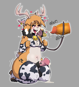 animal_genitalia animal_penis animal_print anthro antlers armwear bell bell_collar bikini bikini_top blush blush_lines bodily_fluids bovine_ears buckteeth clothing collar cow_print cum cum_drip cum_from_penis cum_on_face cum_on_ground cum_on_tongue dripping duo ear_piercing ear_tag elbow_gloves equine_genitalia equine_penis fake_ears fake_horns fur genital_fluids genitals gloves grey_eyes handwear heart_eyes heart_symbol hooves horn kneeling leash legwear male male/male markings orange_body orange_fur orange_penis penile_spines penis piercing rabbit_ears scaled_penis sharp_teeth simple_background solo_focus spots spotted_body spotted_fur spread_legs spreading stockings swimwear teeth text thick_thighs tongue two-piece_swimsuit white_body white_fur baloodial mythology erithai_(nsfx) harley_(nsfx) cryptid deer dragon hare hybrid jackalope lagomorph leporid mammal mythological_creature mythological_scalie rabbit scalie hi_res