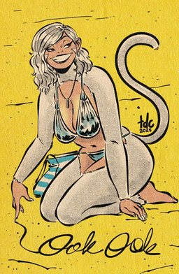 5_fingers anthro bag barefoot big_breasts bikini black_lips breasts clothed clothing colored_nails ear_piercing feet female fingers fur green_eyes hair jewelry kneeling lips mature_female midriff nails navel necklace piercing sand sand_writing simple_background solo swimwear tote_bag two-piece_swimsuit white_body white_fur white_hair white_nails thedarkcartoon lydia_(redustheriotact) haplorhine mammal monkey primate 2025 hi_res signature