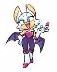 anthro cellphone electronics eyeshadow female flip_phone fur makeup phone smile solo white_body white_fur wings kianamai sega sonic_the_hedgehog_(series) rouge_the_bat bat mammal