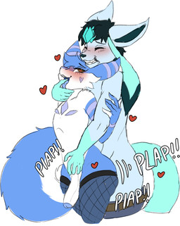 anthro anthrofied belt blush bottomwear bottomwear_down clenched_teeth clothed clothing dark_hair duo femboy femboy_penetrated finger_in_mouth fishnet_clothing fishnet_legwear from_behind_position genitals heart_pupils heart_symbol legwear male male/male palmorph pants pants_down partially_clothed penis plap_(sound) pokemorph sex simple_background standing standing_sex tail teeth tongue tongue_out white_background pearl123_art nintendo palworld pocketpair pokemon beau_(vaporwaveon) jace_(tamashii) chillet eeveelution generation_4_pokemon glaceon pal_(species) pokemon_(species) colored_sketch hi_res sketch