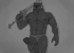 anthro balls big_penis black_sclera clothing clothing_aside erection fangs fur genitals humanoid_genitalia humanoid_penis looking_down male male_anthro melee_weapon muscular muscular_anthro muscular_male nipples nude penis scar solo sword teeth underwear underwear_aside weapon unsavoryimpcat elden_ring fromsoftware blaidd_(elden_ring) canid canine canis mammal wolf hi_res