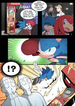 anthro arcade blue_body blue_fur boxing_gloves cigarette clothing dialogue eyes_closed fist footwear fur gloves green_eyes grin group handwear inside interrobang machine male punch purple_eyes red_body red_fur shocked shoes smile smoking speech_bubble text kohane01 one-punch_man one_(manga) sega sonic_the_hedgehog_(series) knuckles_the_echidna saitama_(one-punch_man) sonic_the_hedgehog echidna eulipotyphlan hedgehog human mammal monotreme 2020 comic digital_media_(artwork) english_text hi_res