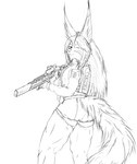 anthro butt female gun hair kriss_vector long_hair long_tail mercier military ranged_weapon solo submachine_gun tactical tail weapon pequod_vl felid feline lynx mammal hi_res