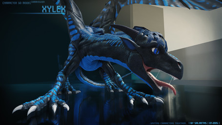 blue_body blue_eyes blue_scales bodily_fluids claws drooling feral hair horn male mane membrane_(anatomy) membranous_wings nude open_mouth pose saliva scales sharp_teeth solo standing tail teeth text toe_claws tongue tongue_out wings salireths mythology xylex dragon lizard mythological_creature mythological_scalie reptile scalie 16:9 2015 3d_(artwork) digital_media_(artwork) hi_res model_sheet widescreen