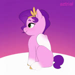 eyebrows female feral green_eyes hair headpiece hooves leg_markings looking_at_viewer markings music pink_body purple_eyebrows purple_hair socks_(marking) solo spinning white_wings wings aztrial sound_warning hasbro mlp_g5 my_little_pony mythology pipp_petals_(mlp) equid equine mammal mythological_creature mythological_equine pegasus animated meme sound webm