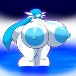 areola big_areola big_breasts big_butt blue_areola blue_nipples breasts butt female gardevoir generation_3_pokemon hair hair_over_eyes heart_symbol hi_res huge_areola huge_breasts huge_butt humanoid hyper hyper_breasts lapis_azureheart nintendo nipples nude pokemon pokemon_(species) shiny_pokemon solo thick_thighs ultrazeta120