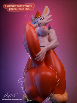 anthro areola balls big_breasts bodily_fluids breasts bulge cock_vore cum cum_vore dialogue digestion genital_fluids genitals hand_on_penis intersex intersex_pred lidded_eyes muscular nipples non-mammal_nipples penile penis solo text vein veiny_penis vore hiddenmask18 nintendo pokemon cinderace generation_8_pokemon lagomorph leporid mammal pokemon_(species) rabbit 3:4 3d_(artwork) blender_(artwork) digital_media_(artwork) english_text hi_res url