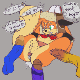 2_tails anthro anus backsack balls big_penis bodily_fluids clothing compliment cum cum_in_ass cum_inside cum_on_face disembodied_penis flexible footwear fur gangbang gaping gaping_anus genital_fluids genitals gloves green_eyes group group_sex handwear hat headgear headwear heart_symbol holding_legs_up humanoid_genitalia humanoid_penis legs_behind_head legs_up male male/male multi_tail one_eye_closed orange_body orange_fur penis perineum sex shoes simple_background tail trapper_hat ushanka vein veiny_penis enlisentity sega sonic_the_hedgehog_(series) big_the_cat miles_prower sonic_the_hedgehog wyatt_(synkaefoxu) wyatt_the_fox canid canine domestic_cat eulipotyphlan european_hedgehog felid feline felis fox hedgehog mammal red_fox true_fox 1:1 absurd_res character_request hi_res