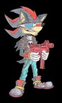 3d_glasses 5_fingers anthro biped black_nose black_quills bone bottomwear bracelet chain chain_accessory chest_tuft clothed clothing damaged denim denim_bottomwear denim_clothing ear_piercing ear_ring eyewear fingers footwear front_view fur glasses gloves grin gun handwear holding_object holding_toy holding_toy_gun jeans jewelry male multicolored_body multicolored_fur pants piercing plantigrade pose quills_(anatomy) ranged_weapon red_quills ring ring_piercing scar shirt shoes simple_background skull skull_shirt smile smirk solo standing stripes t-shirt tail teeth topwear toy toy_gun transparent_background tuft two_tone_body two_tone_fur water_gun weapon white_clothing white_gloves white_handwear yellow_ring lachendesreh sega sonic_the_hedgehog_(series) zombies_ate_my_neighbors shadow_the_hedgehog eulipotyphlan hedgehog mammal 2025 alpha_channel crossover full-length_portrait hi_res portrait signature traditional_media_(artwork)