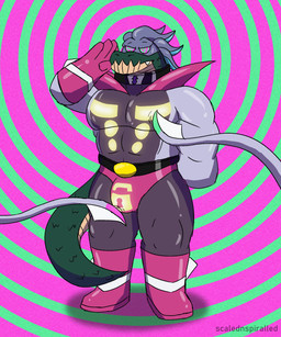 anthro boots chastity_bulge chastity_device clothing collar drone duo fangs fondling footwear gesture gloves green_body green_scales handwear hypnosis latex latex_boots latex_clothing latex_footwear latex_gloves latex_handwear latex_skinsuit lock_bulge lock_symbol male mask mind_control null_bulge ringed_background ringed_eyes salute scales shoes skinsuit solo_focus speedo standing swimwear tail teeth tentacles tight_clothing wearing_chastity_device scalednspiralled nintendo pokemon pokemon_legends_z-a xanadu_(scalednspiralled) crocodile crocodilian generation_9_pokemon mega_evolution mega_malamar pokemon_(species) reptile scalie 5:6 absurd_res hi_res
