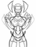 clothed clothing female not_furry simple_background solo mrbroomstic_(artist) ben_10 cartoon_network omniverse way_bad alien humanoid mutant_to'kustar to'kustar hi_res monochrome