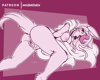 anthro anus areola bodily_fluids breasts butt female fingering fingering_self genital_fluids genitals hair long_hair lying masturbation nipples nude smile solo vaginal vaginal_fingering vaginal_fluids vaginal_masturbation vulva amazinggwen brand_new_animal studio_trigger nazuna_hiwatashi canid canine fox mammal 2020 5:4 digital_media_(artwork) hi_res monochrome pink_theme