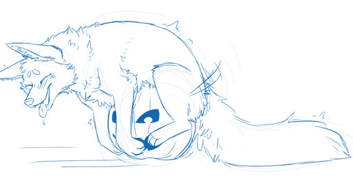 feral food fruit humping male plant pumpkin pumpkin_fucking solo tongue tongue_out championwhoops_(artist) akito_(akitoe) canid canine fox mammal blue_and_white monochrome sketch