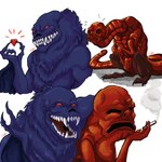 blue_body cigarette duo gem male red_body scales teeth creepypasta nes_godzilla_creepypasta red_(nes_godzilla_creepypasta) solomon_(godzilla) monster 1:1 digital_media_(artwork) hi_res