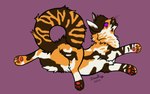 ambiguous_gender brown_body brown_fur feral fur orange_body orange_fur paws purple_eyes simple_background solo tail whiskers white_body white_fur insaneproxy_(artist) calico_cat domestic_cat felid feline felis mammal hi_res