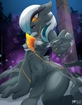 black_body breasts clothing female hair hair_over_eye legwear medium_breasts not_furry one_eye_obstructed solo torn_clothing yellow_eyes rilex_lenov nintendo pokemon linna_(rilex_lenov) gardevoir generation_3_pokemon humanoid mammal pokemon_(species) shadow_pokemon 2023 hi_res