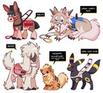 absurd_res ambiguous_gender badge bandanna black_body black_fur blue_eyes brown_body brown_fur canid canine claws collar eeveelution english_text equid equine feral fur furfrou generation_1_pokemon generation_2_pokemon generation_6_pokemon generation_7_pokemon group growlithe harness hi_res horizontal_pupils kerchief leash lgbt_pride lycanroc mammal markings midday_lycanroc mudbray multicolored_leash muzzle_(object) natural_furfrou neurodiversity_pride_symbol nintendo patch_(marking) pawpads plushyhart pokemon pokemon_(species) pride_color_collar pride_color_leash pride_color_patch pride_colors pride_heart pupils rainbow_leash rainbow_pride_colors service_animal service_dog_harness simple_background striped_markings stripes text tongue tongue_out transgender_pride_colors umbreon white_background white_body white_fur yellow_body yellow_fur