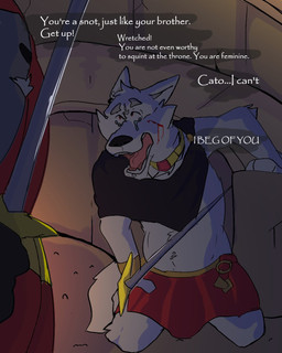 anthro blood blood_on_face bodily_fluids crying fur male melee_weapon sword tears text weapon white_body white_fur fears4bears adastra adastra_(series) echo_project cassius_(adastra) cato_(adastra) canid canine canis mammal wolf 4:5 english_text hi_res