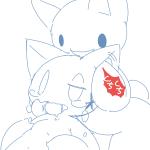 ambiguous_gender anthro bodily_fluids duo open_mouth saliva simple_background tears text tongue white_background crepix 2channel ahya_(2channel) shii_(2channel) 2channel_ascii_art_character domestic_cat felid feline felis mammal 1:1 2016 blue_and_white japanese_text monochrome