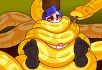 ambiguous_gender anthro coiling_around_neck ejaculation erection imminent_death imminent_vore male male/ambiguous overweight overweight_male young rlyshypanda bear giant_panda mammal reptile scalie snake hi_res