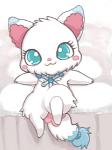 anthro blue_body blue_eyes blue_fur blush eyelashes female fur gem jewelry looking_at_viewer lying necklace pink_body pink_fur semi-anthro snow snowflake solo white_body white_fur nosen jewelpet sanrio sega sega_fave larimar_(jewelpet) arctic_fox canid canine fox mammal true_fox low_res