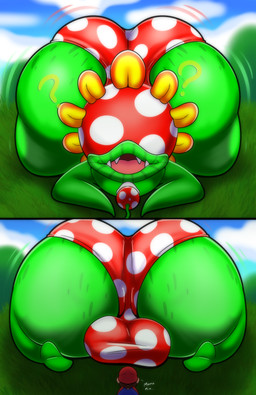 anthro ass_up balls balls_outline bent_over big_balls big_butt bulge butt clothed clothed_male clothing detailed_bulge dialogue freckled_butt freckles front_view genital_outline genitals grass group hat headgear headwear huge_balls huge_butt looking_down male oblivious open_mouth overalls panties panties_only plant polka_dot_panties question_mark rear_view shirt size_difference stunned text topless topwear trio underwear underwear_only wide_hips tepigfan101 mario_bros nintendo mario petey_piranha elemental_creature flora_fauna human mammal piranha_plant 2026 absurd_res comic digital_media_(artwork) english_text hi_res