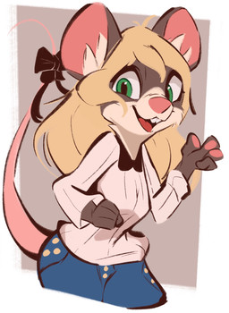 accessory anthro blonde_hair bow_ribbon brown_body brown_fur buckteeth clothed clothing female fully_clothed fur furgonomics green_eyes hair inner_ear_fluff looking_at_viewer open_mouth open_smile pink_nose ribbons simple_background smile solo tail tail_accessory tail_bow tail_ribbon teeth tuft white_body white_fur conditional_dnp tohupo mammal mouse murid murine rodent wood_mouse 2020 hi_res portrait three-quarter_portrait