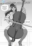 anthro anthrofied bow_(feature) bow_tie bowed_string_instrument cello clothing comic dialogue english_text equid equine facial_tattoo female fishnet_clothing fishnet_legwear footwear friendship_is_magic hair hasbro hi_res high_heels horse katana legwear long_hair looking_at_viewer mammal melee_weapon musical_instrument musical_note my_little_pony octavia_(mlp) pia-sama pony shoes solo string_instrument sword tattoo text weapon