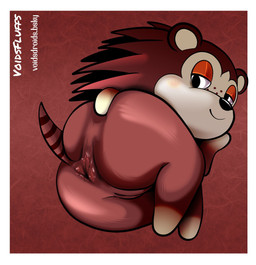 anthro anus big_butt black_eyes black_nose blush border brown_background brown_body brown_fur butt featureless_feet featureless_hands feet female freckled_face freckles fur genitals gloves_(marking) leg_markings looking_at_viewer lying markings nude on_side orange_eyeshadow presenting presenting_anus shortstack simple_background smile socks_(marking) solo spread_anus spread_butt spreading tan_body tan_fur vulva white_border voidsdroids animal_crossing nintendo sable_able eulipotyphlan hedgehog mammal hi_res
