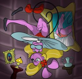 anthro big_breasts big_butt breasts butt clothing dress faceless_anthro faceless_character faceless_female female lamp mirror panties picture_frame reflection silhouette solo underwear vase toonvasion alice_in_wonderland ankhmara wego_squeak anubian_jackal canid canine canis jackal mammal mouse murid murine rodent 2016 digital_media_(artwork) hi_res