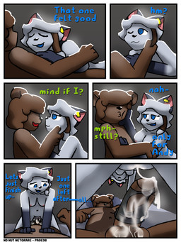 anthro bodily_fluids broken_condom cheating_girlfriend condom cum cum_drip denied_kiss dripping duo female genital_fluids infidelity leaking_cum male male/female sexual_barrier_device connorsconnor no_nut_november barley_(connorsconnor) conley bear hybrid mammal comic hi_res meme
