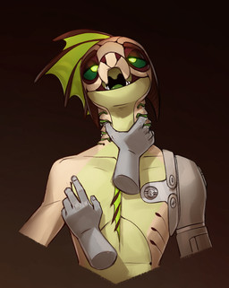 anthro cybernetics frill_(anatomy) gill_play gills hand_on_neck head_crest head_frill looking_pleasured machine male nude open_mouth solo conditional_dnp shido-tara 6-9 aquatic cyborg reptile scalie
