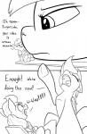 2017 applejack_(mlp) black_and_white comic cutie_mark dialogue duo earth_pony english_text equid equine extreme_size_difference female feral freckles friendship_is_magic hair hasbro hi_res horse line_art mammal micro monochrome my_little_pony mythological_creature mythological_equine mythology open_mouth pegasus pony ponythroat rainbow_dash_(mlp) size_difference text tongue wings