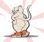 anthro brown_clothing brown_footwear brown_shoes butt butt_focus clothing footwear footwear_only happy male mostly_nude open_mouth open_smile shoes shoes_only simple_background smile solo sparkles standing teeth submarine_screw my_hero_academia principal_nezu mammal mouse murid murine rodent 2021