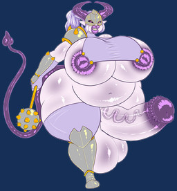armor balls belly big_balls big_belly big_breasts big_penis bracers breasts flared_penis genitals gynomorph hair horn huge_balls huge_breasts huge_penis humanoid_pointy_ears hyper hyper_balls hyper_breasts hyper_genitalia hyper_penis intersex lips mace mask melee_weapon mostly_nude navel nipple_dip nipples pale_skin pauldron penis pointy_ears ponytail purple_hair purple_nipples sharp_teeth solo spade_tail tail teeth thick_lips thick_thighs vein veiny_penis weapon desbjust xenvar_(desbjust) demon humanoid absurd_res alpha_channel hi_res