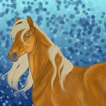 1:1 2023 ambiguous_gender blonde_hair blonde_mane blue_eyes calima digital_media_(artwork) equid equine feral gayle_(gayletrotter) hair half-length_portrait hi_res horizontal_pupils horse looking_at_viewer mammal mane portrait pupils simple_background solo yellow_body