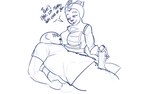 anthro breasts cradle_position cradling duo female handjob human_on_anthro interspecies male male/female milk mommy_kink nursing_handjob penile sex woadge ratchet_and_clank sony_corporation sony_interactive_entertainment angela_cross human lombax mammal 16:10 blue_and_white hi_res monochrome widescreen