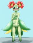 blush breasts female flower genitals head_flower looking_at_viewer masturbation not_furry plant pseudo_bottomwear pseudo_clothing pseudo_skirt pussy solo vaginal vaginal_masturbation dark-moltres nintendo pokemon bellossom elemental_creature flora_fauna generation_2_pokemon humanoid pokemon_(species) hi_res